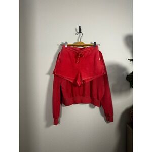 Billabong Red Sweatshirt Shorts Set Lounge Womens Size S/M